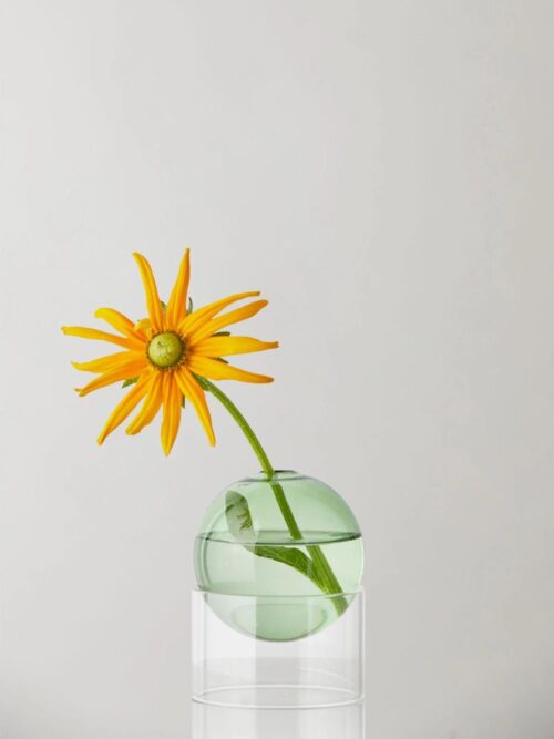 Standing Flower Bubble Low Vase, Green