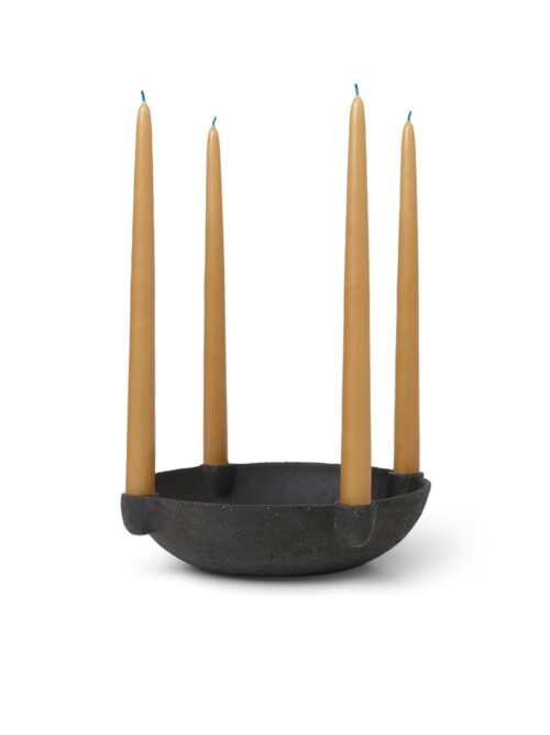 Bowl Candle Holder L, Dark grey