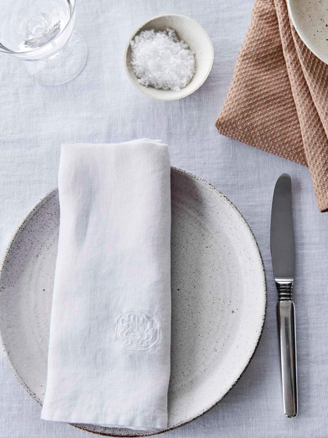 Plain linservietter, White, 2 stk. 4 Plain linservietter, White, 2 stk. 4