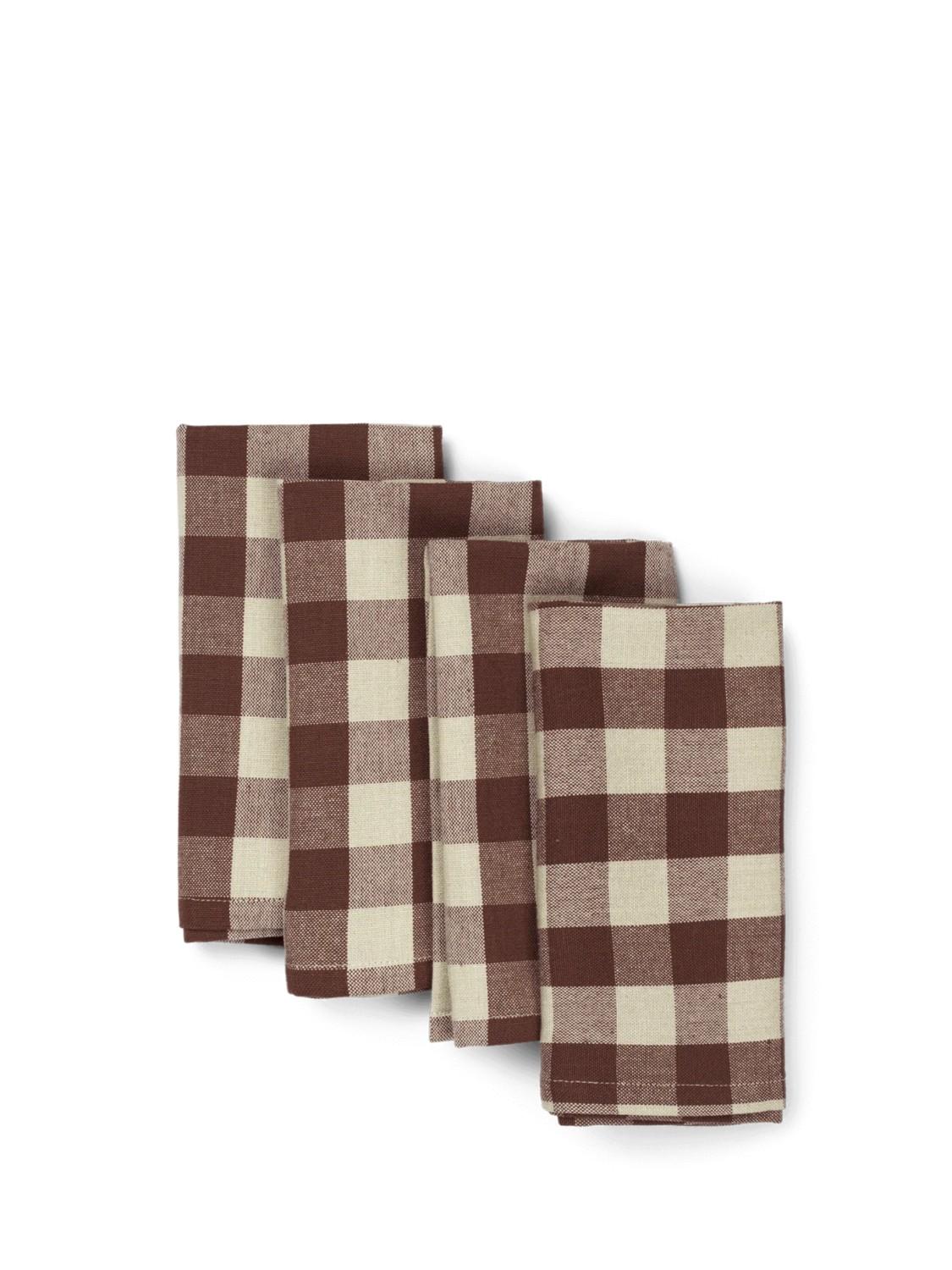 Bothy Check Servietter, Cinnamon/Grey, 4 stk. 3 Bothy Check Servietter, Cinnamon/Grey, 4 stk. 3