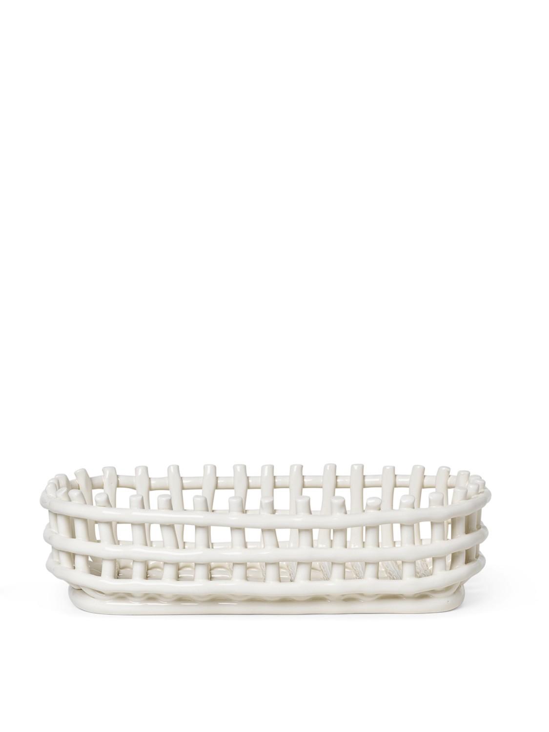 Ceramic Basket Oval, Off-white Ceramic Basket Oval, Off-white