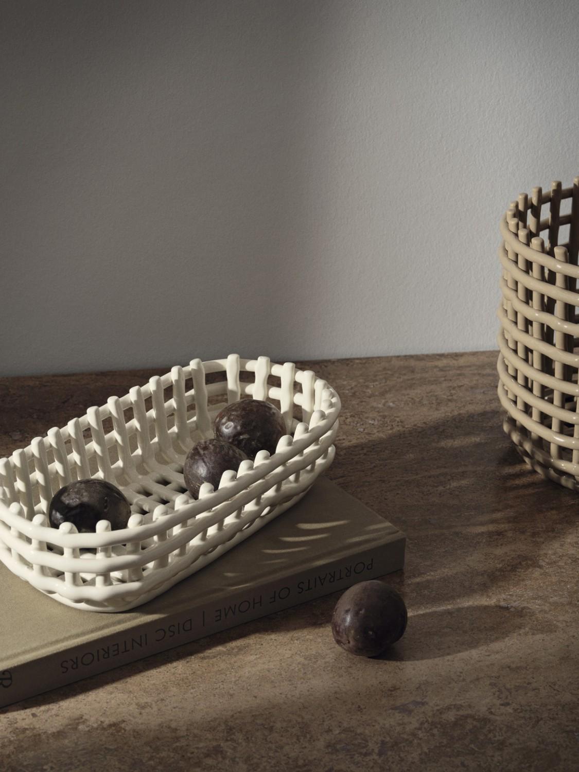 Ceramic Basket Oval, Off-white 2 Ceramic Basket Oval, Off-white 2