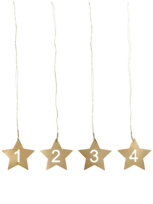 Tall 1,2,3 og 4 i antikk messing