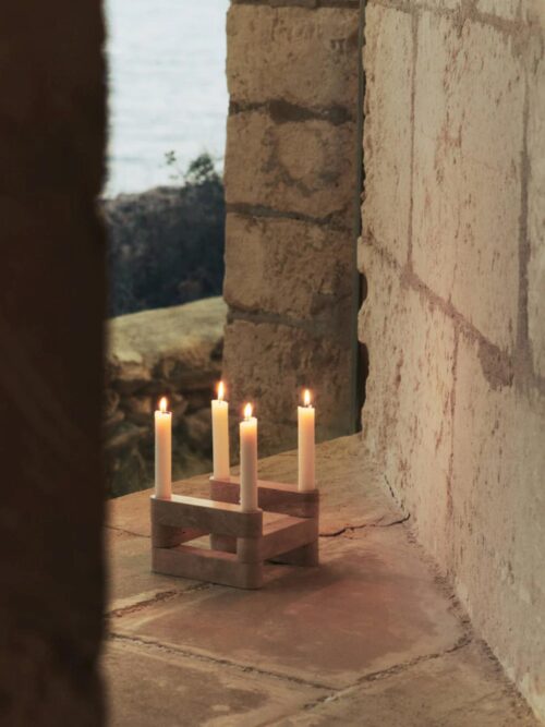Newel Modular Candle Holder sett av 6, Travertin 2
