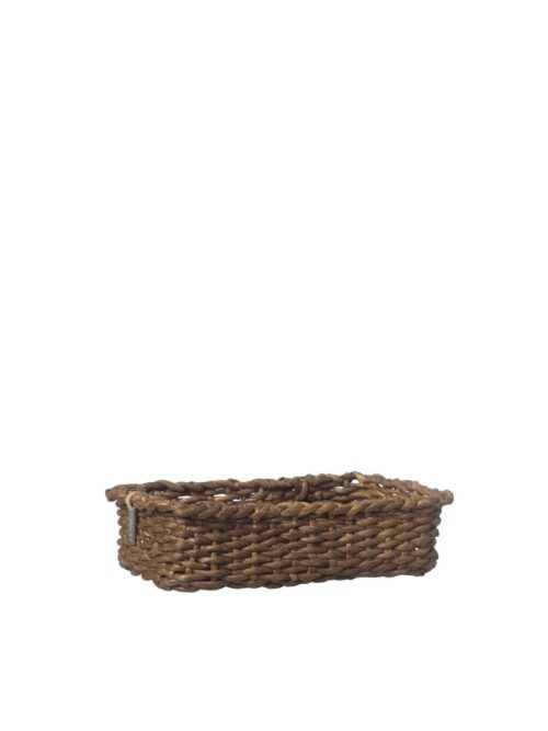 Flettet kurv, 23×14 cm, mørk brun