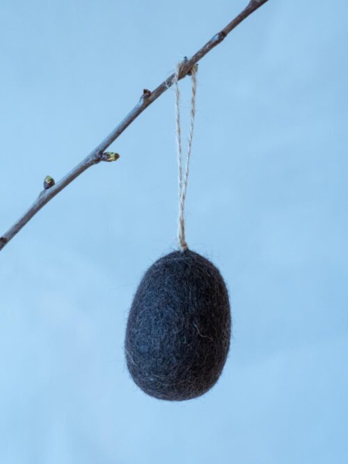 Ull Egg, mørk brun, stor