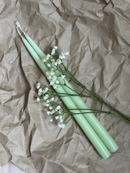 Lakk Kronelys 32 cm, Grønn, 2 stk 2