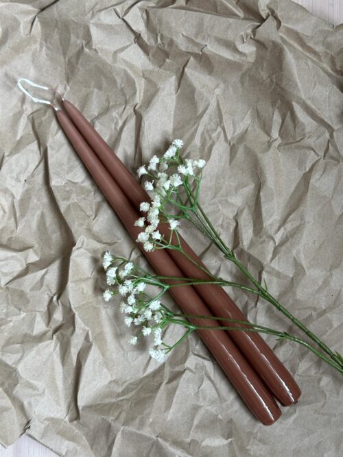 Lakk Kronelys 32 cm, Soft Brown, 2 stk 2