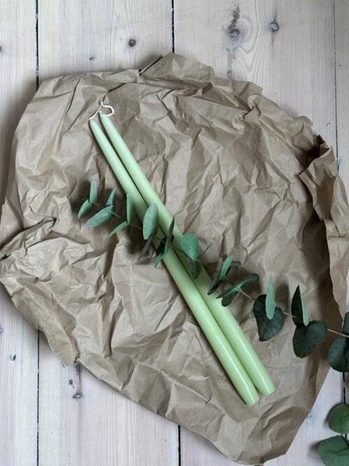 Lakk Kronelys 42 cm, Grønn, 2 stk 2