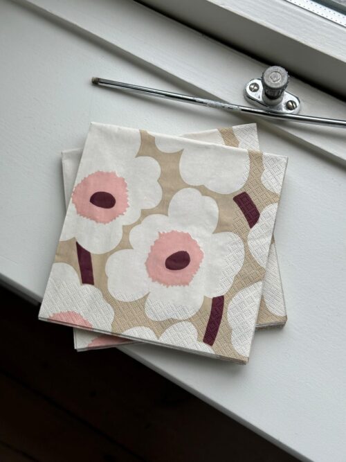 Papirservietter, Marimekko Unikko, Beige Pink, 12-pk 2