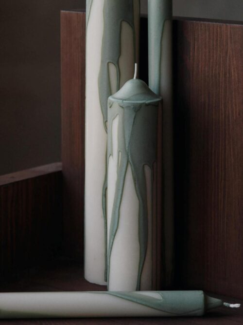 Dryp Candles, Tea Green, sett av 2 2