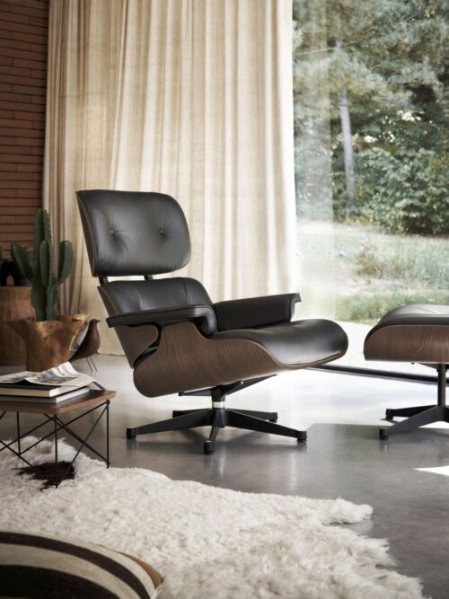 Eames Lounge Chair m/understell i aluminium deep black 2