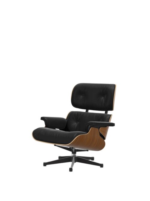 Eames Lounge Chair m/understell i polished aluminium/sides black